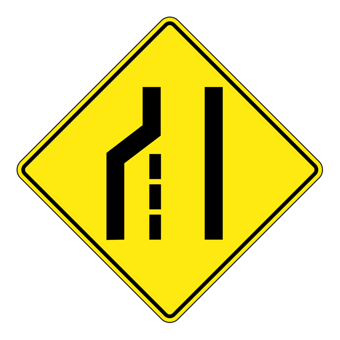 WA23L, Left Lane Ends, 75x75cm