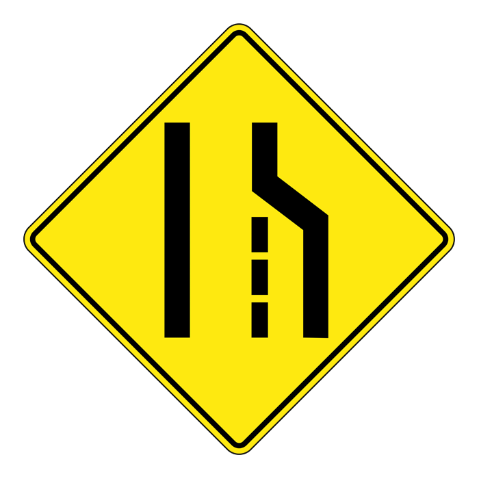 WA23R, Right Lane Ends, 75x75cm