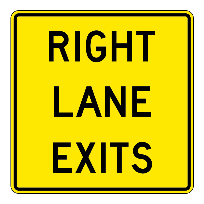 WA56R, Right Lane Exits Tab, 90x90cm