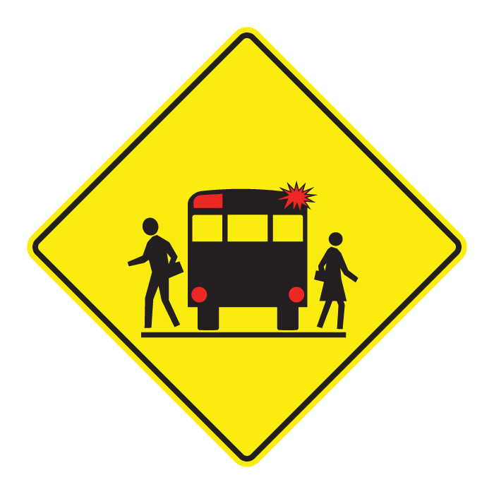 WC26, School Bus Stop Ahead, 75x75cm