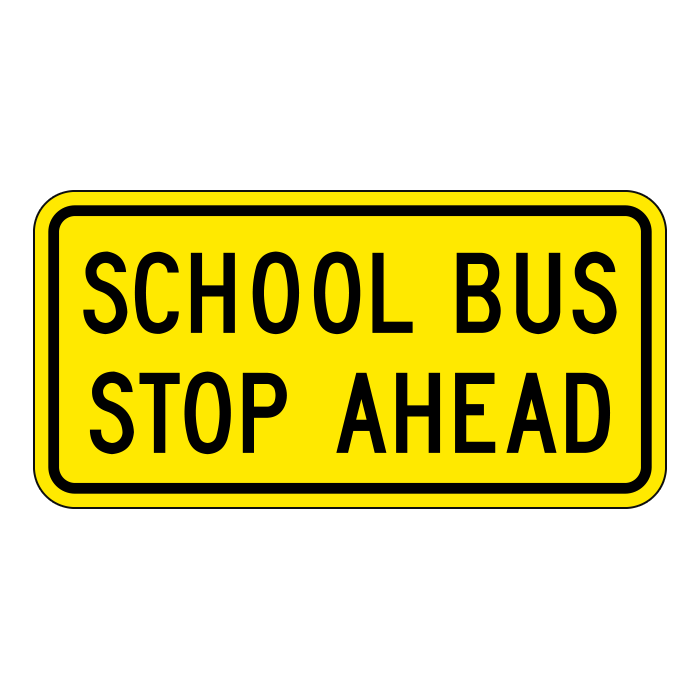 WC26T, School Bus Stop Ahead Tab, 60x30cm