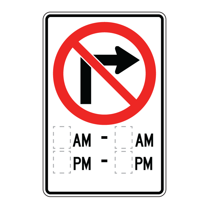 RB11A, No Right Turn With Restrictions, 60x90cm