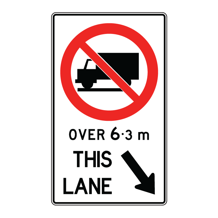 RB40A, Lane Use Restriction Truck Length Based (Ground Mounted), 90x150cm