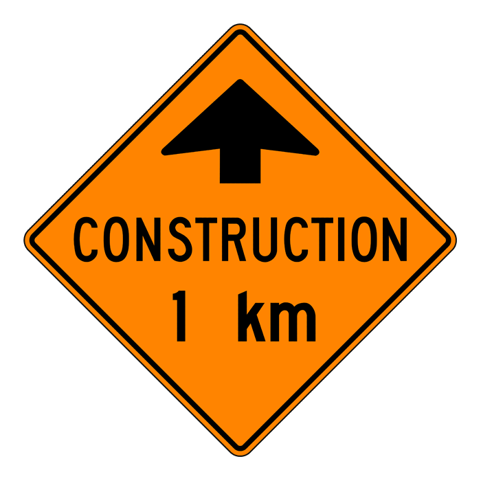 TC1A, OVERSIZED Construction Ahead, 120x120cm, Diamond Grade