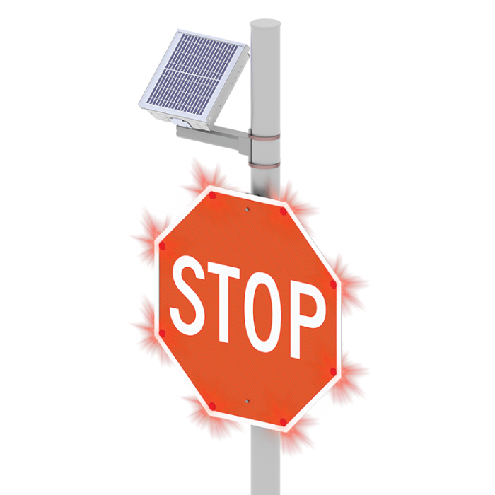 R247-E, RA101 LED Enhanced Sign 36", HIP, Red LED, Side of Pole Mount , Solar Engine Yellow