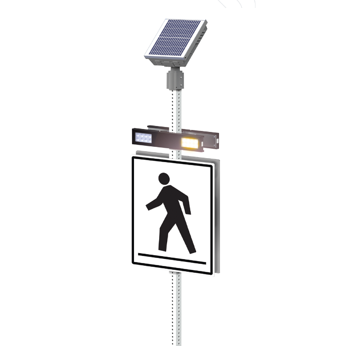 R920-E, RRFB Dual Light Bars, Side of Post Mount, Bulldog Push Button