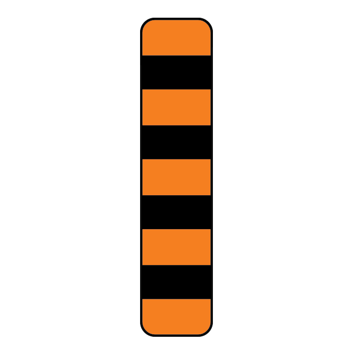 Delineator Panel, Black on Orange, Poly, 20x90cm