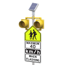 R829-E School Zone Dual 8" Yellow Beacon, Side of Post Mount, Solar Engine Yellow