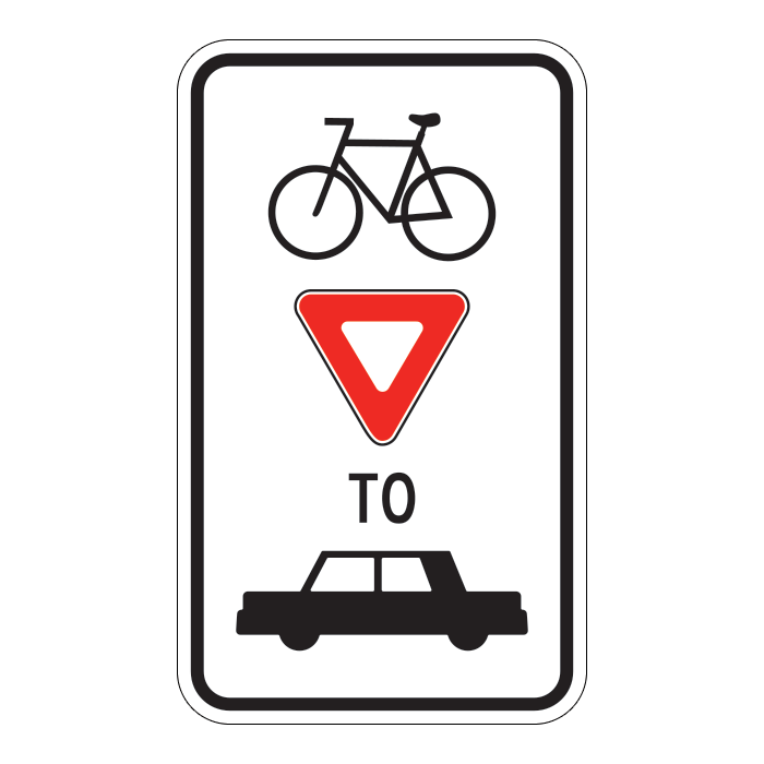 RA17, Bicycles Yield To Vehicles, 45x75cm