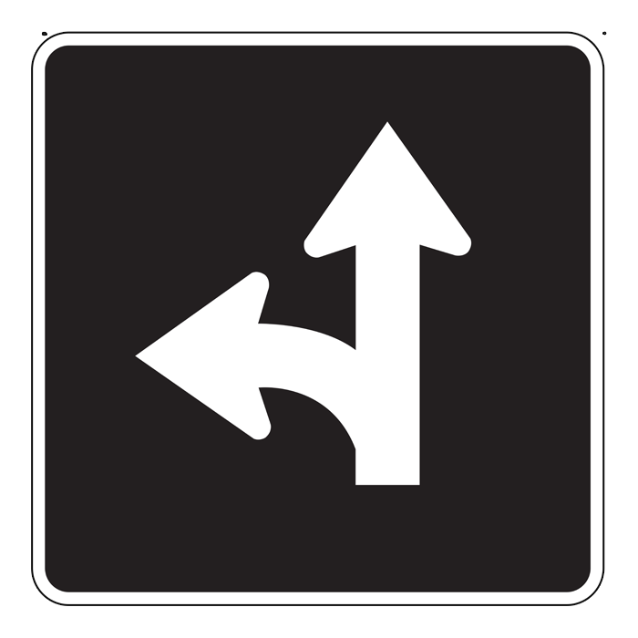 RB43, OVERSIZED Straight Through Or Left Turn Only, 90x90cm