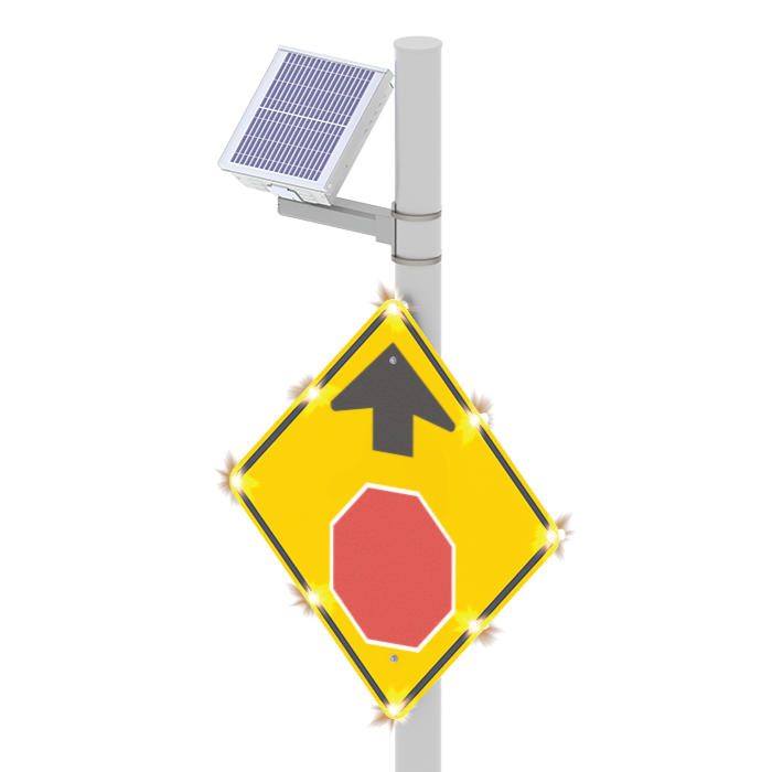 R247-E, WB1101 LED Enhanced Sign 48", HIP, Yellow LED, Side of Pole Mount , Solar Engine Yellow