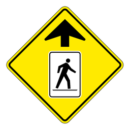 WC27L, Left Pedestrian Crossing Ahead, 60x60cm