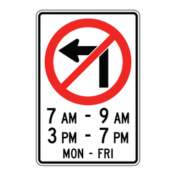 RB12A, No Left Turn With Restrictions, 60x90cm