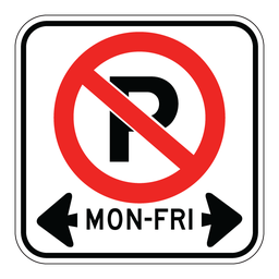 RB51A, OVERSIZED No Parking With Restrictions, 60x60cm (formerly RB151A)