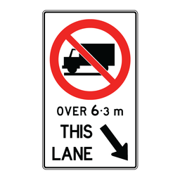 RB40A, Lane Use Restriction Truck Length Based (Ground Mounted), 90x150cm