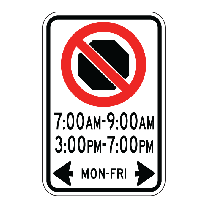 RB56, No Stopping With Restrictions, 30x45cm | Cedar Signs Inc.