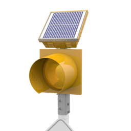 [0037150] R247-E, 24 Hour 12" Yellow Flashing Beacon, Wood Post Mount, Integrated Solar Engine Yellow