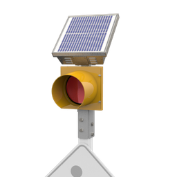 [0037165] R247-E, 24 Hour 8" Red Flashing Beacon, Wood Post Mount, Integrated Solar Engine Natural Aluminum