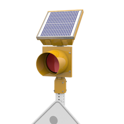 [0037176] R247-E, 24 Hour 8" Red Flashing Beacon, Square 2 - 2.5" or Round 2.38 - 2.88" OD Post Mount, Integrated Solar Engine Yellow