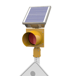[0037177] R247-E, 24 Hour 8" Red Flashing Beacon, Square 2 - 2.5" or Round 2.38 - 2.88" OD Post Mount, Integrated Solar Engine Natural Aluminum