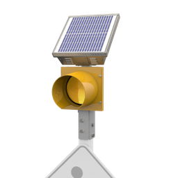 [0037178] R247-E, 24 Hour 8" Yellow Flashing Beacon, Wood Post Mount, Integrated Solar Engine Natural Aluminum