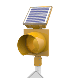 [0037990] R247-E, 24 Hour 12" Yellow Flashing Beacon, Square 2 - 2.5" or Round 2.38 - 2.88" OD Post Mount, Integrated Solar Engine Natural Aluminum