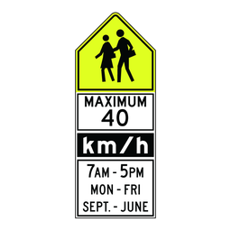 RB123, School Zone With Times, Days, Months, 60x155cm, Diamond Grade