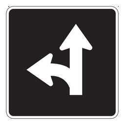 RB43, OVERSIZED Straight Through Or Left Turn Only, 90x90cm