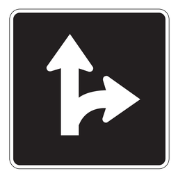 RB44, OVERSIZED Straight Through Or Right Turn Only, 90x90cm