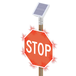 [0040339] R247-E, RA1101 LED Enhanced Sign 48", HIP, Red LED, Wood Post Mount , Solar Engine Yellow